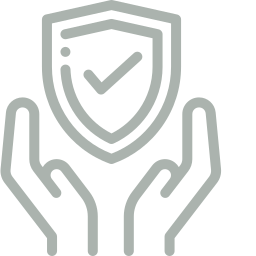 Two hands holding a shield with a checkmark inside it, symbolizing protection or security.