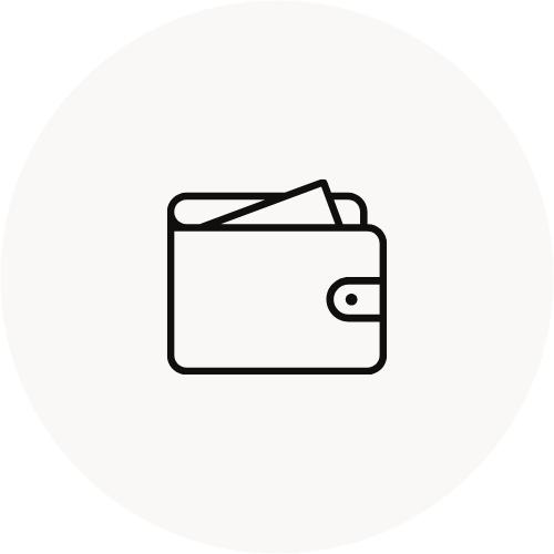 Simple line drawing of a wallet with papers inside.
