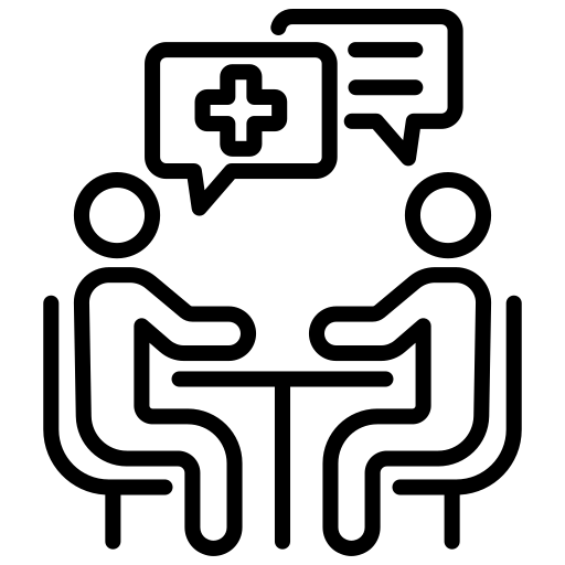 A simple line drawing of a smiling face with two dots for eyes and a curved line for a mouth.