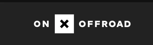 Logo with the words 'ON' and 'OFFROAD' separated by an X symbol.