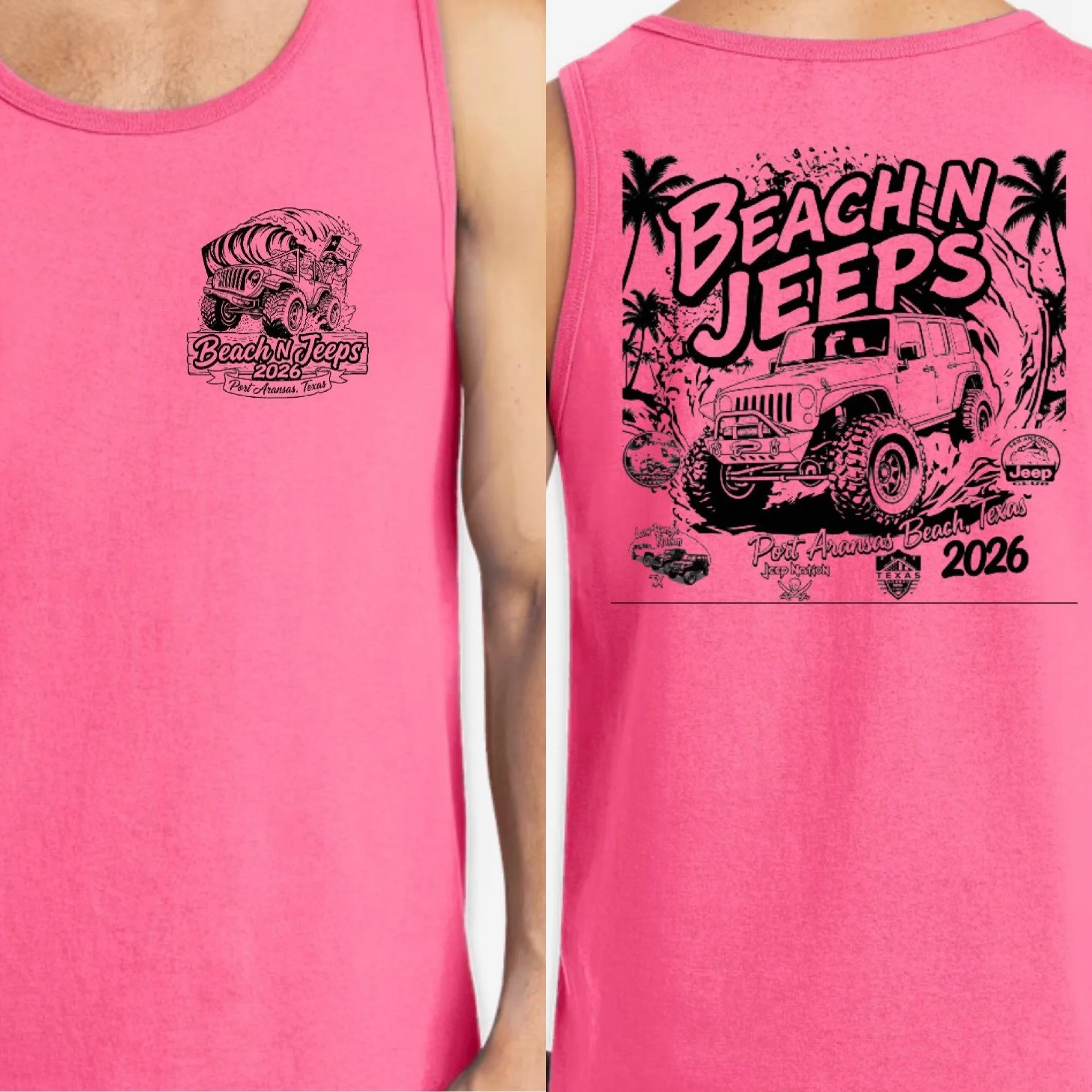 Neon Pink Tank Top Shirt (Small-XL 20.00) (2XL-3XL 22.00)  Please add the total number of shirts and sizes then scan one of the QR codes to pay.  Please add the following information in the notes.  
Name
type of shirt (Tank or T-shirt)
Color of shirt