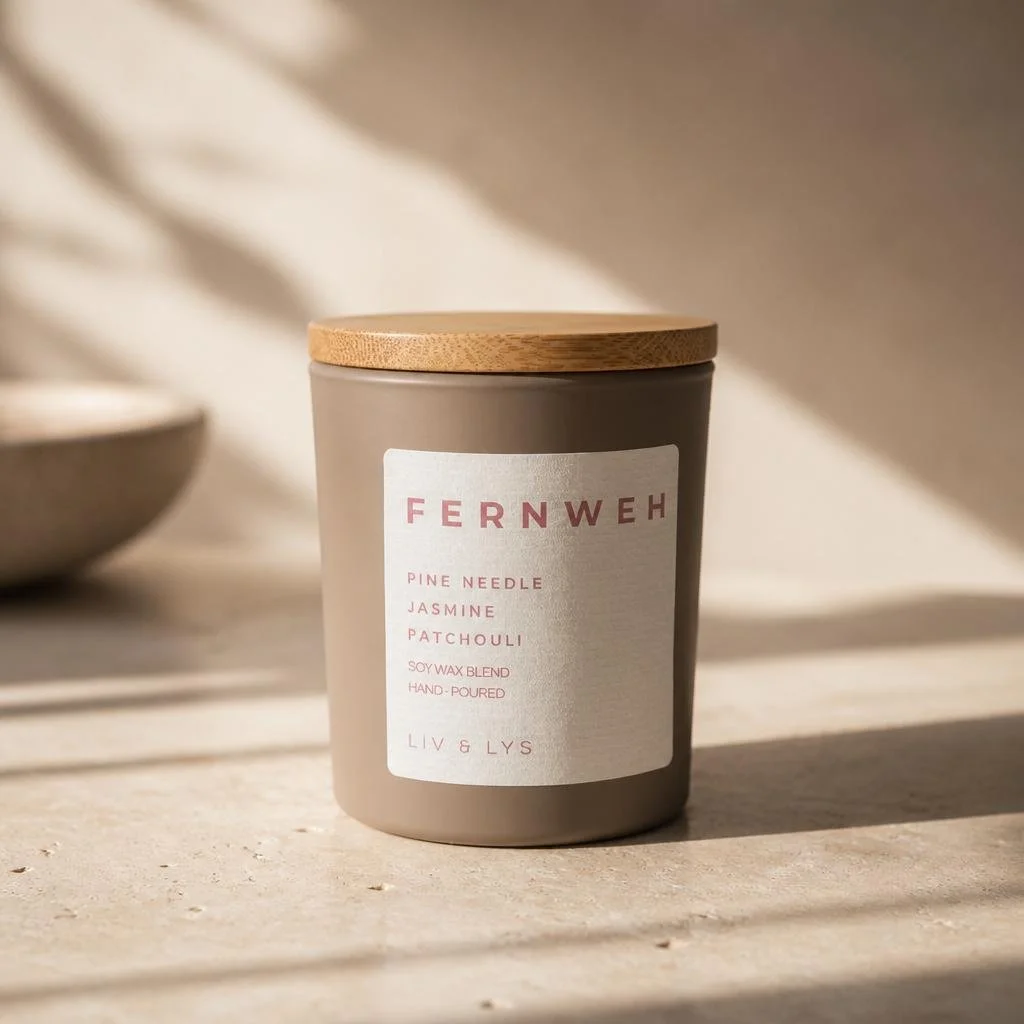 Candle Fernweh 299 NOK
The scent inspired by the longing to explore beyond the familiar.

Fresh pine needle, delicate jasmine and earthy patchouli create a fragrance that feels grounding, yet endlessly adventurous.

Scent Notes: Pine Needle • Jasmine