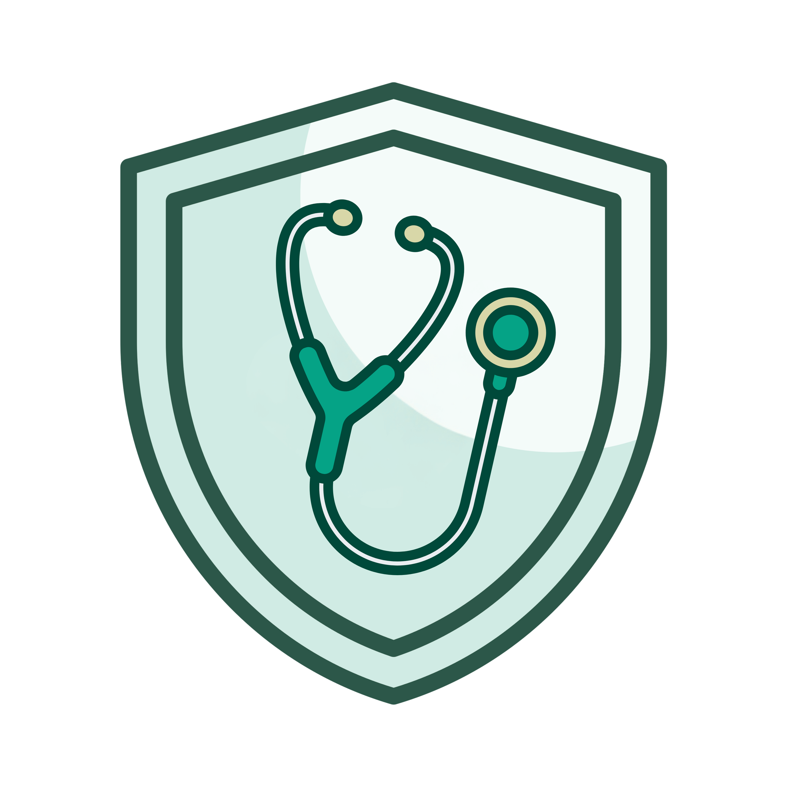 Illustration of a shield with a stethoscope inside it, representing healthcare and medical protection.
