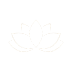 Simple white lotus flower outline on black background