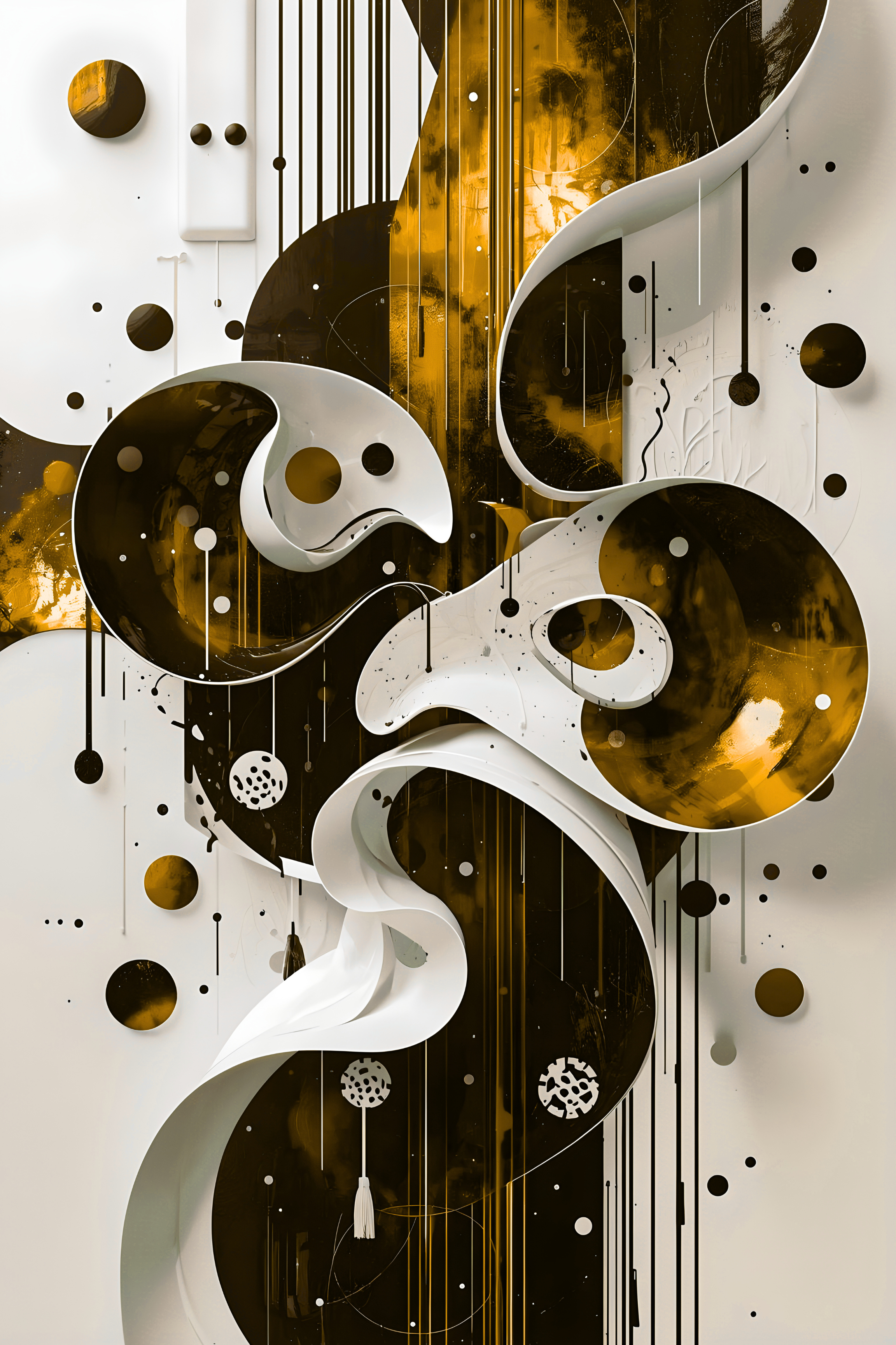 Gold Abstract Wall Art Set – Modern Black, White & Gold 24x36 Framed Prints | GoldSplashArt