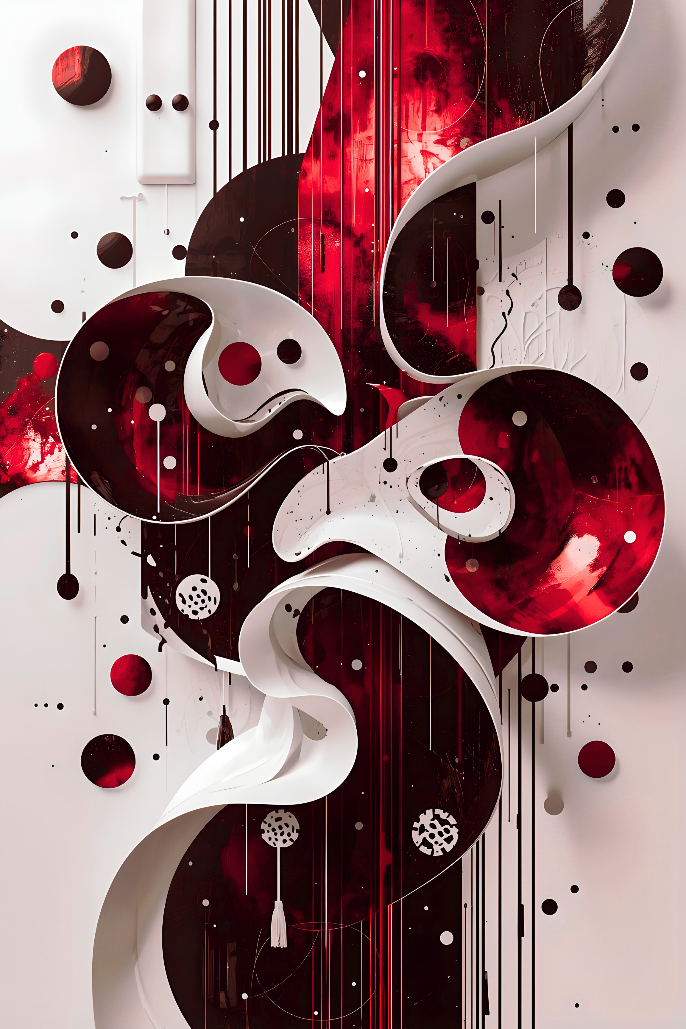 Red Abstract Wall Art Set – Modern Red, Black & White 24x36 Framed Prints | RedSplashArt