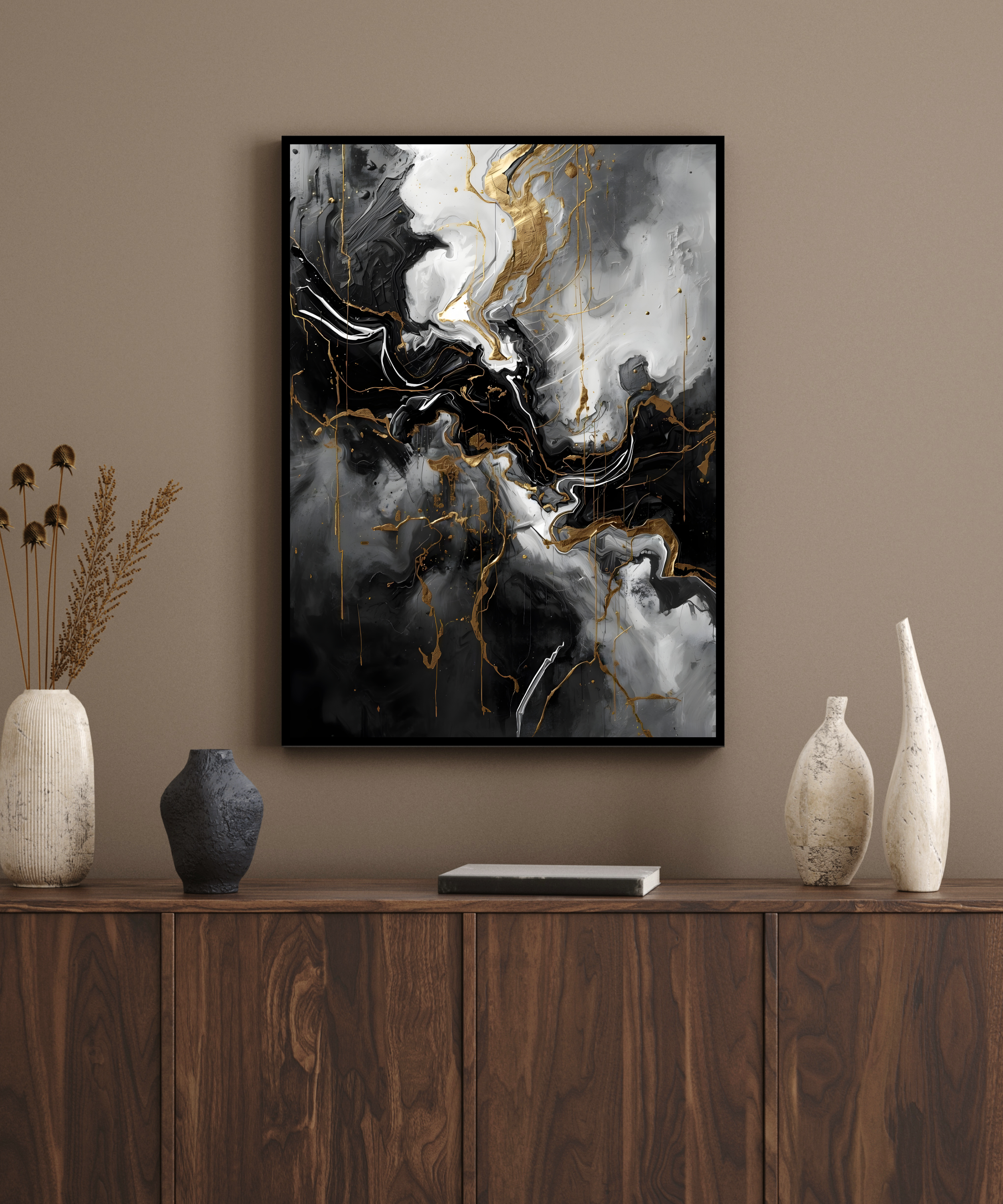 contemporary gold accented abstract wall art set