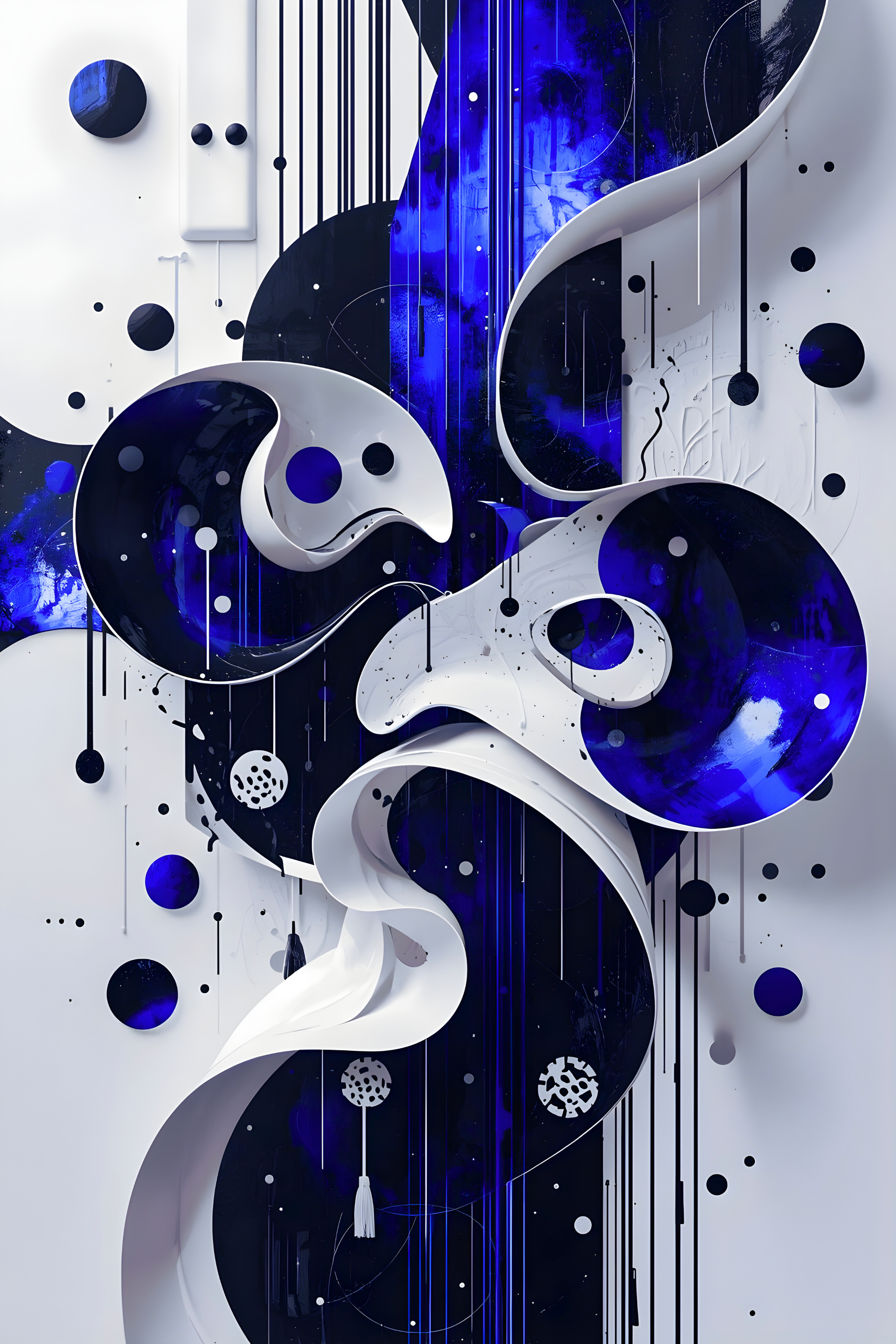 Blue Abstract Wall Art Set – Modern Blue, Black & White 24x36 Framed Prints | BlueSplashArt