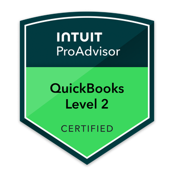 Intuit ProAdvisor badge for QuickBooks Level 2 Certified