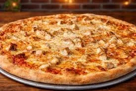 Cheese pizza on a tray