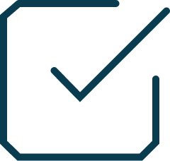 A digital checkmark inside a square icon, representing approval or completion.