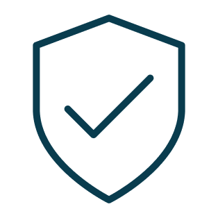 Shield icon with a checkmark indicating protection or security