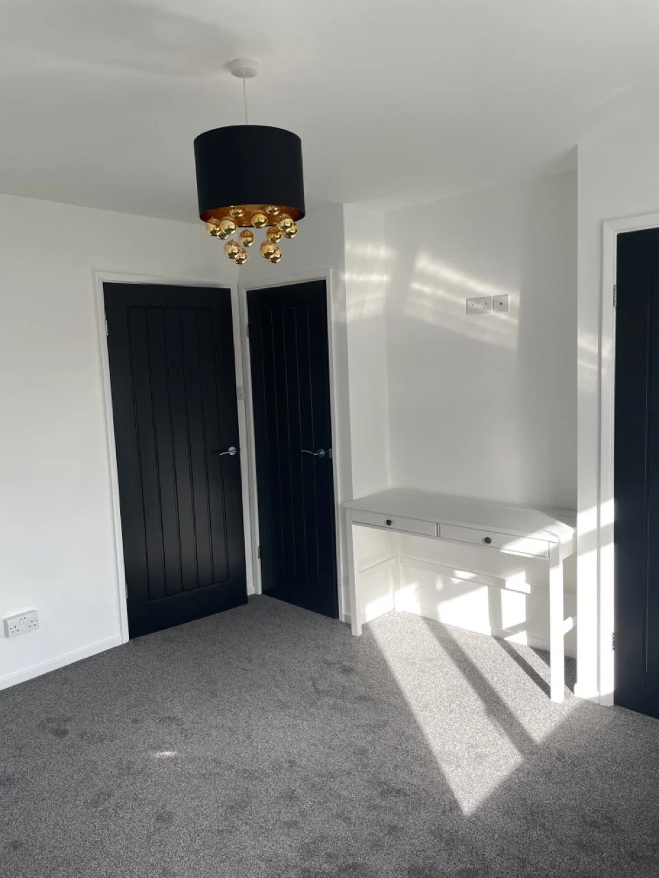 Interior bedroom decoration finished project showing refreshed bright surfaces.