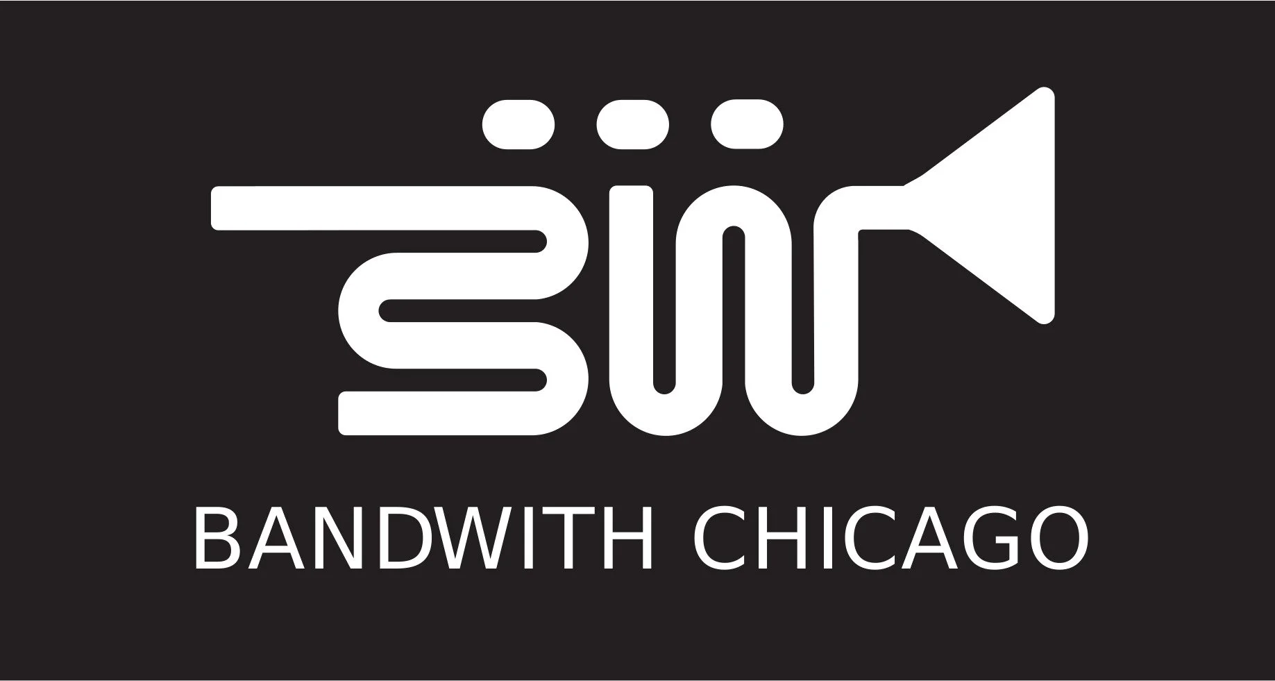 Logo of Bandwidth Chicago featuring a stylized Wi-Fi symbol combined with a speaker icon, with the text "BANDWIDTH CHICAGO" below.