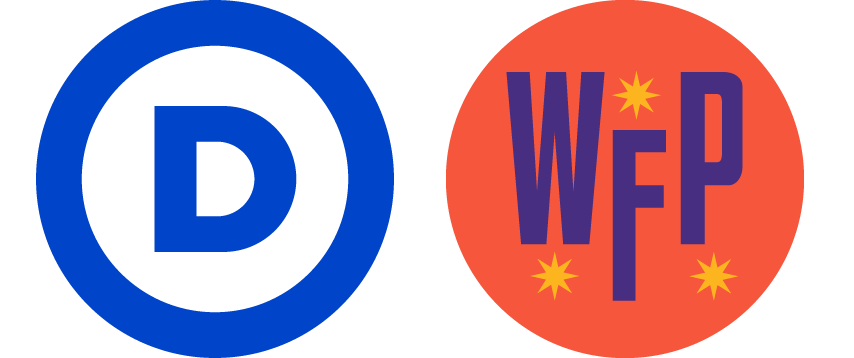 Logos for the Democratic Party and Working Families Party
