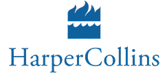 HarperCollins publisher logo featured in an “As Seen In” section highlighting publishing partners and media recognition.