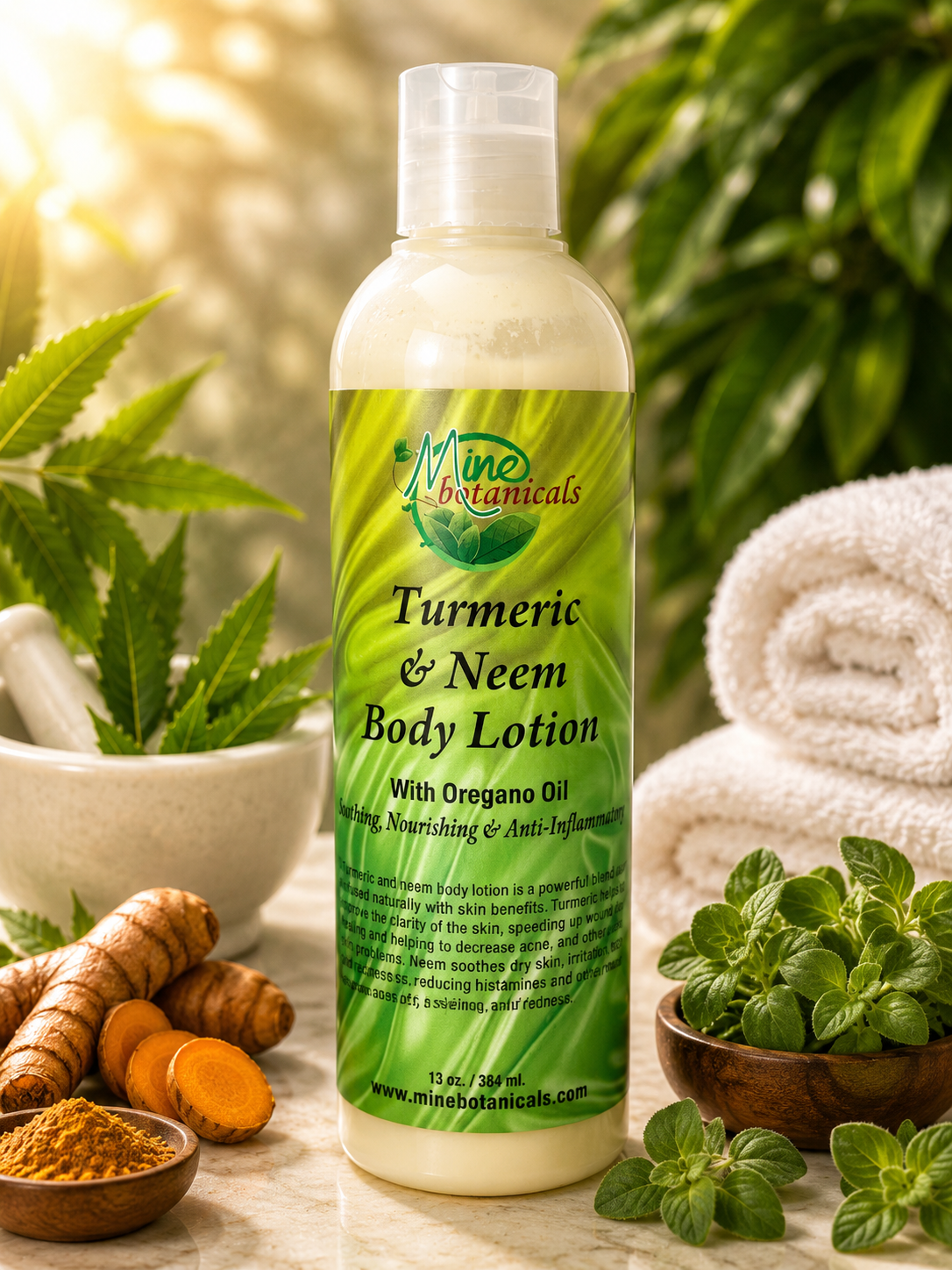 Mine Botanicals | Turmeric & Neem Body Lotion with Oregano Oil | 384ml