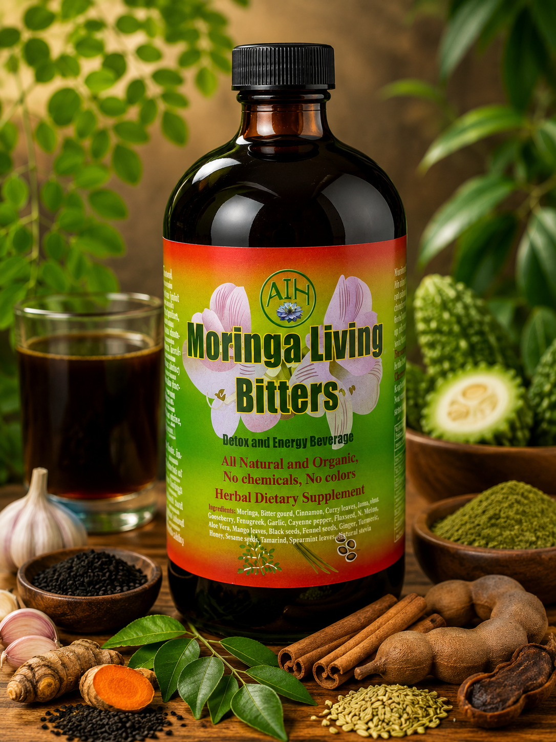 AIH | Moringa Living Bitters | Detox and Energy Beverage