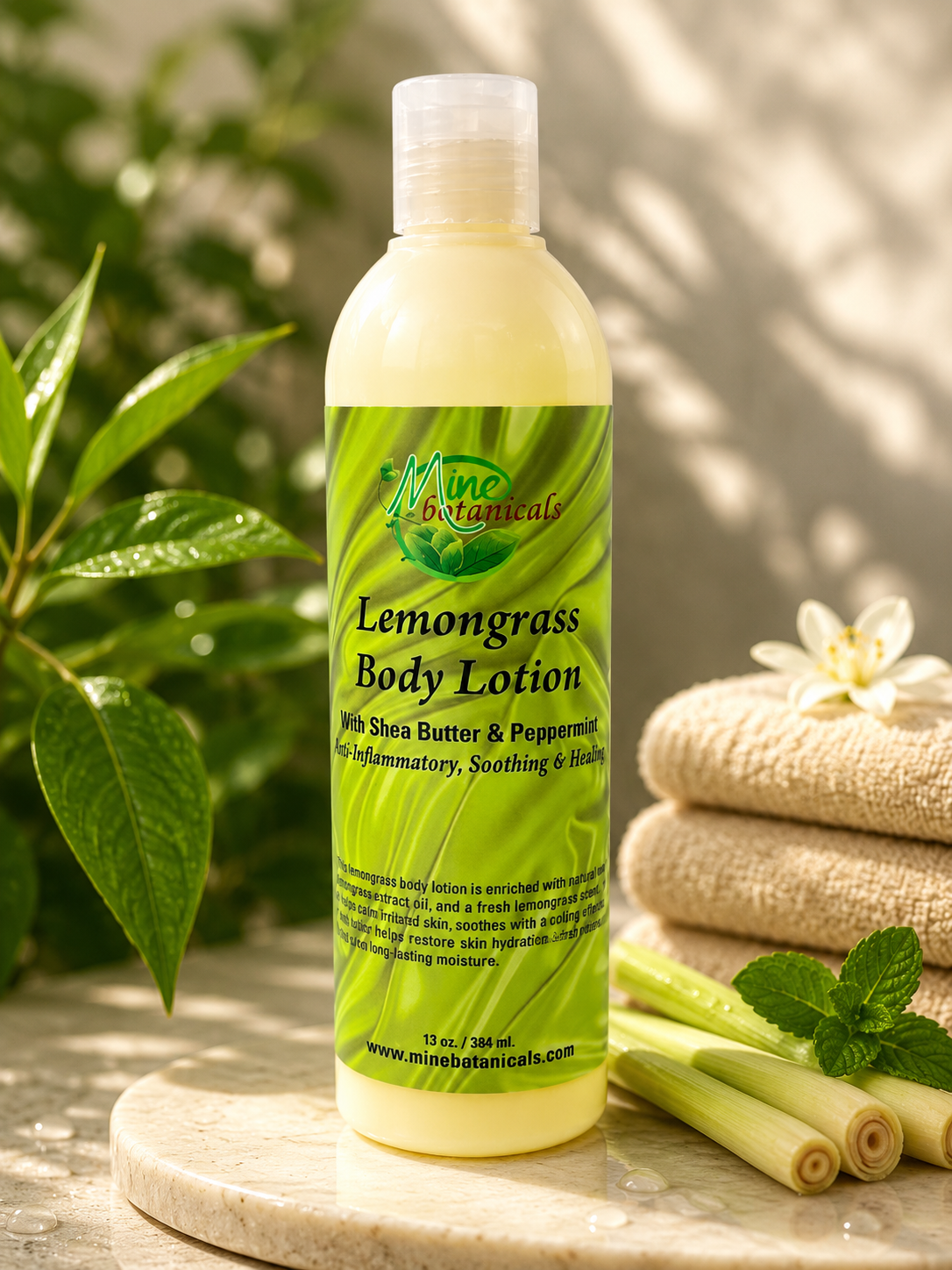 Mine Botanicals | Lemongrass Body Lotion with Shea Butter & Peppermint | 384ml