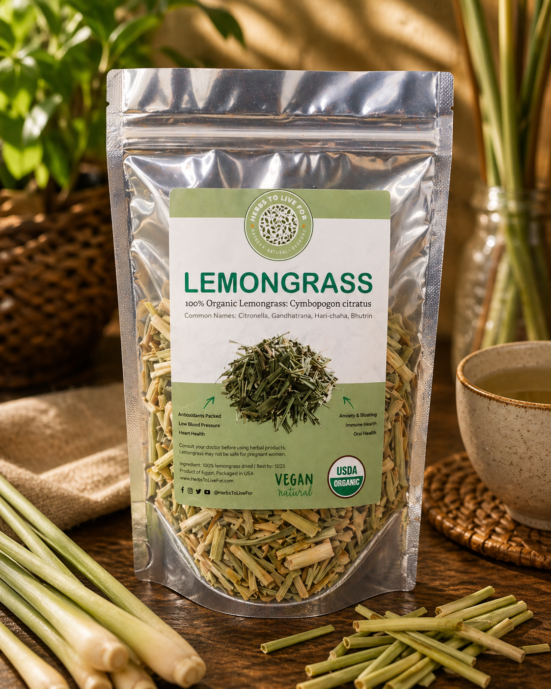 Lemongrass | 100% Organic Lemongrass: Cymbopogon Citratus