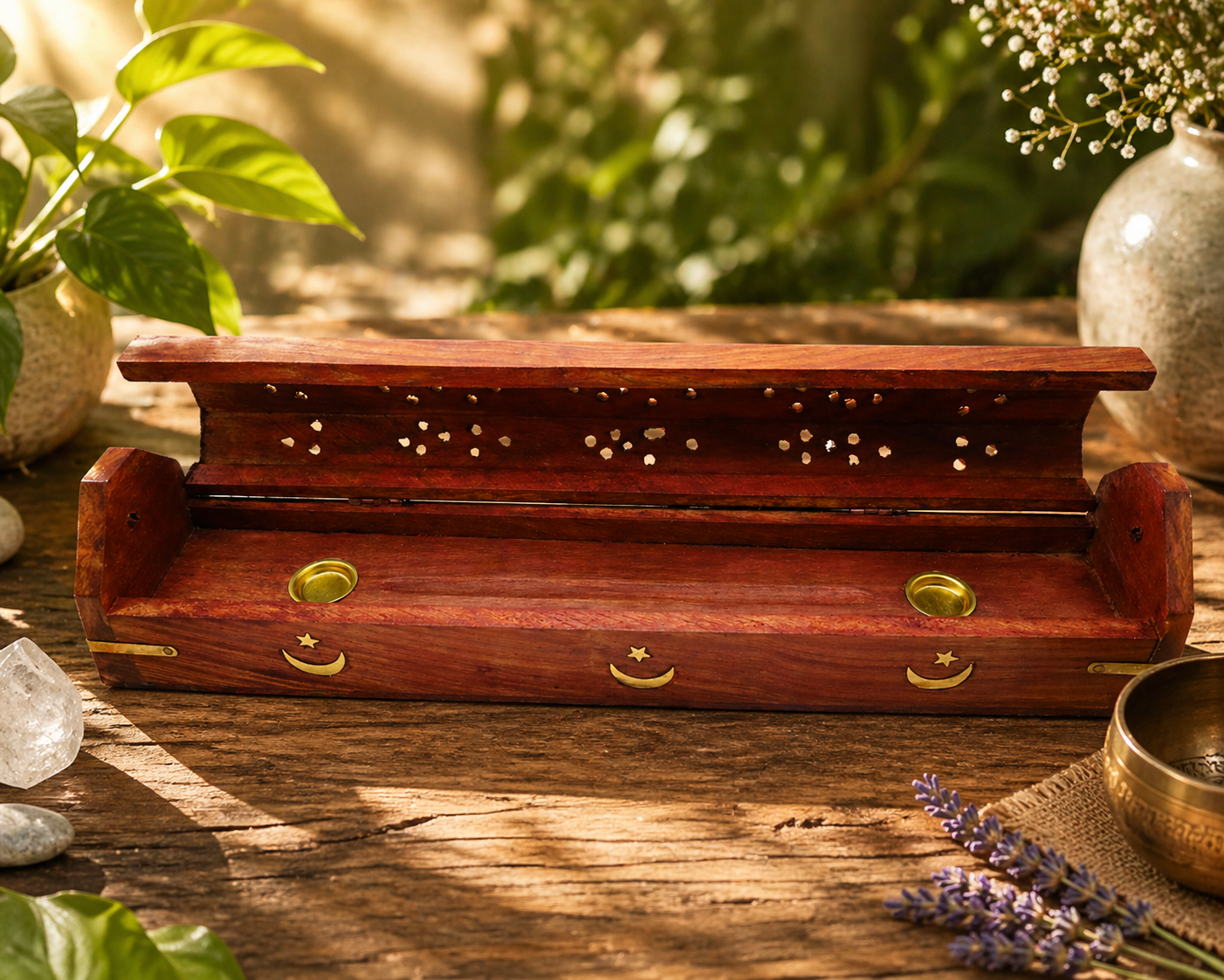 Wooden Rectangle Incense Burner Box