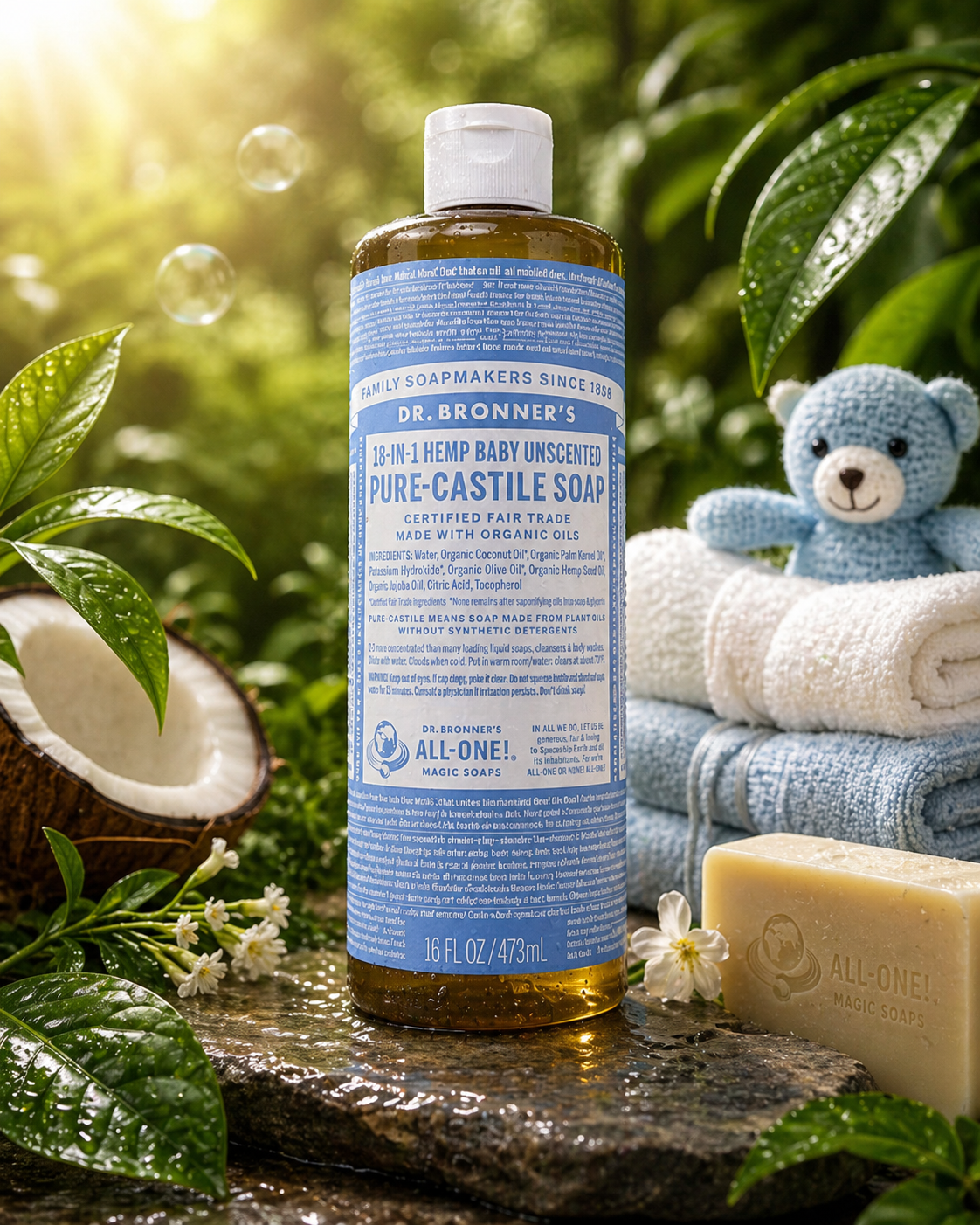 18-IN-1 Hemp Baby Unscented Pure-Castile Soap