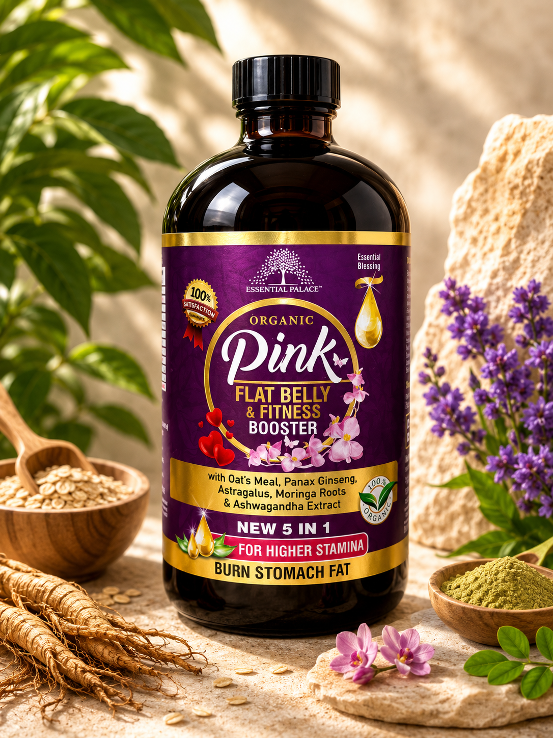 Essential Palace | Organic Pink | Flat Belly & Fitness Booster | Burn Stomach Fat