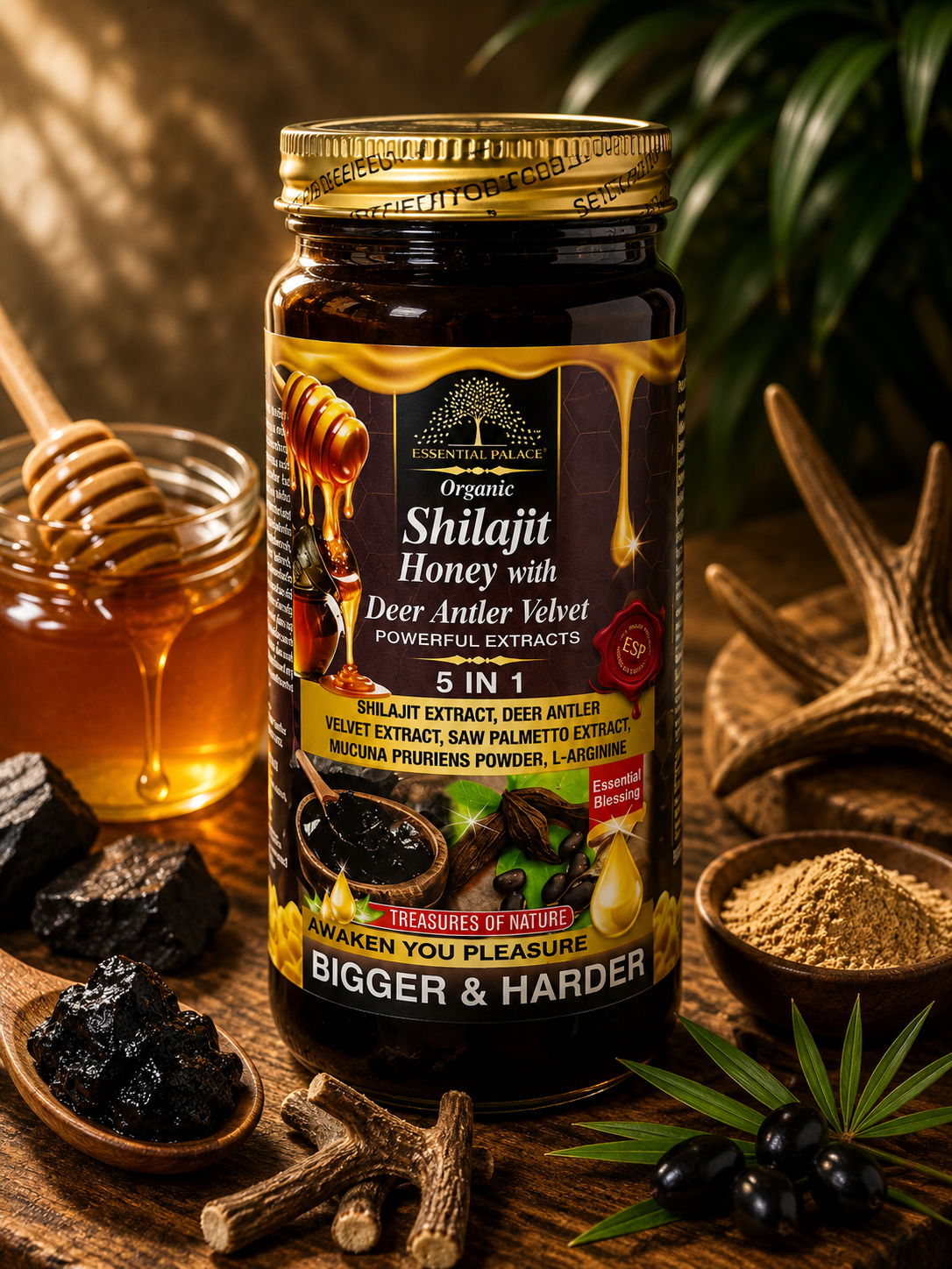 Essential Palace | Organic Shilajit Honey with Deer Antler Velvet