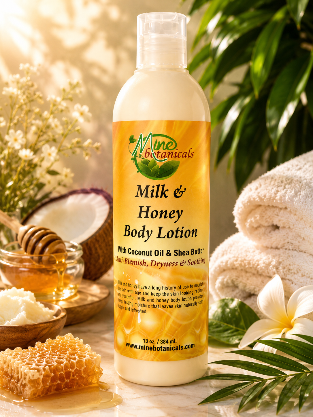 Mine Botanicals | Milk & Honey Body Lotion with Coconut Oil & Shea Butter | 384ml