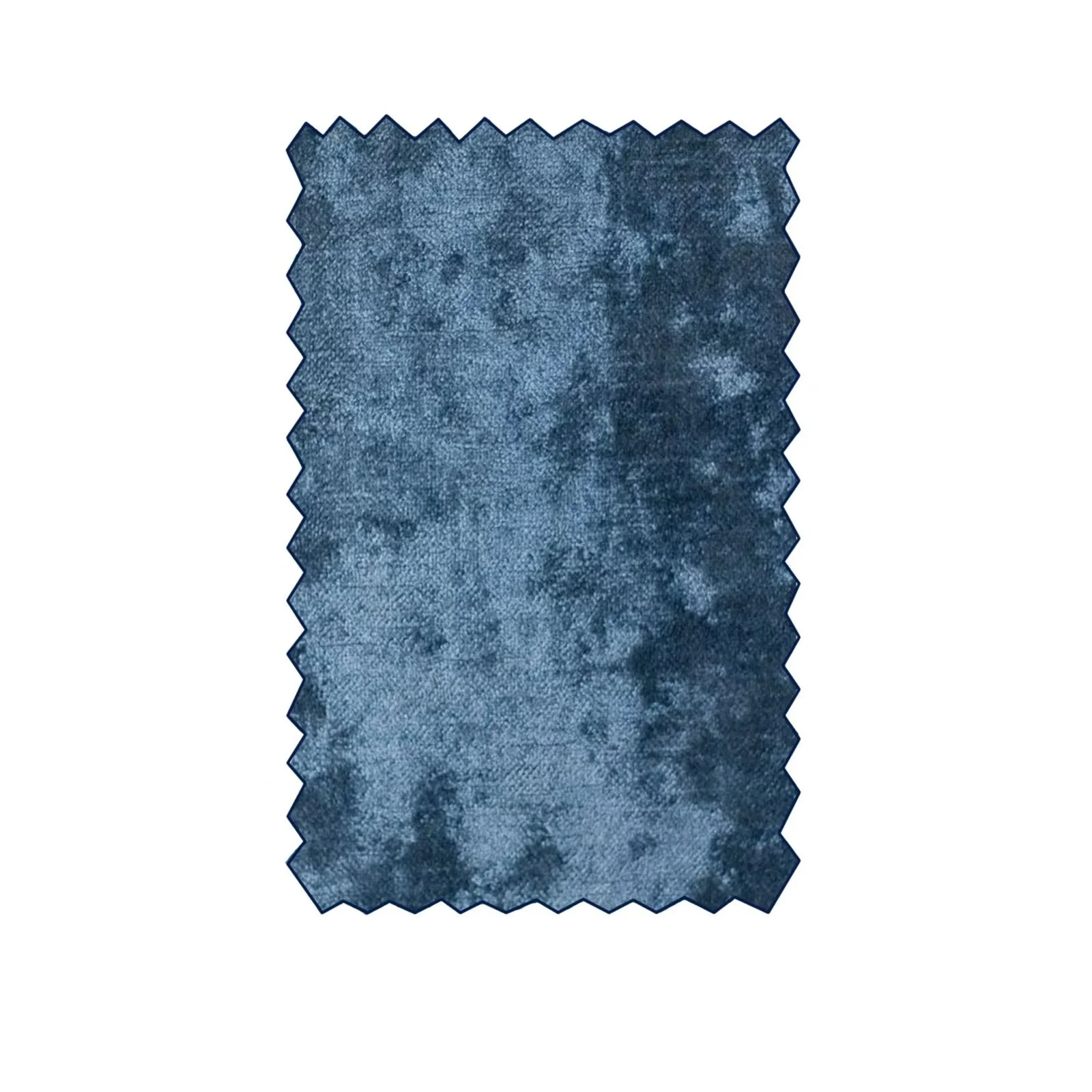 A piece of dark blue microfiber cleaning cloth with a pinked edge.