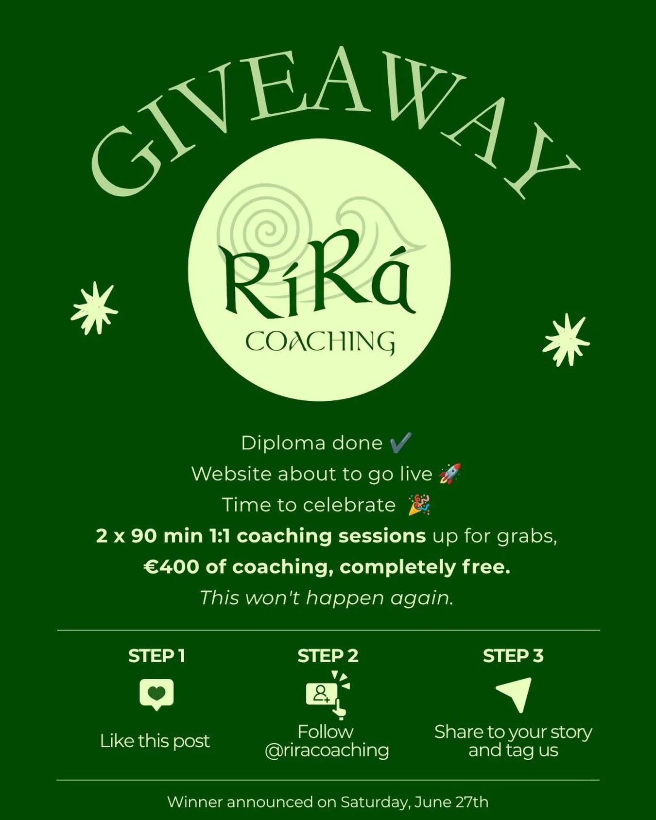 New website. New chapter. And I&rsquo;m bringing someone along for it 🌊

To celebrate getting my diploma and launching my new website, I&rsquo;m giving away two free 1:1 coaching sessions with me, each 90 minutes. That&rsquo;s &euro;400 worth of coa