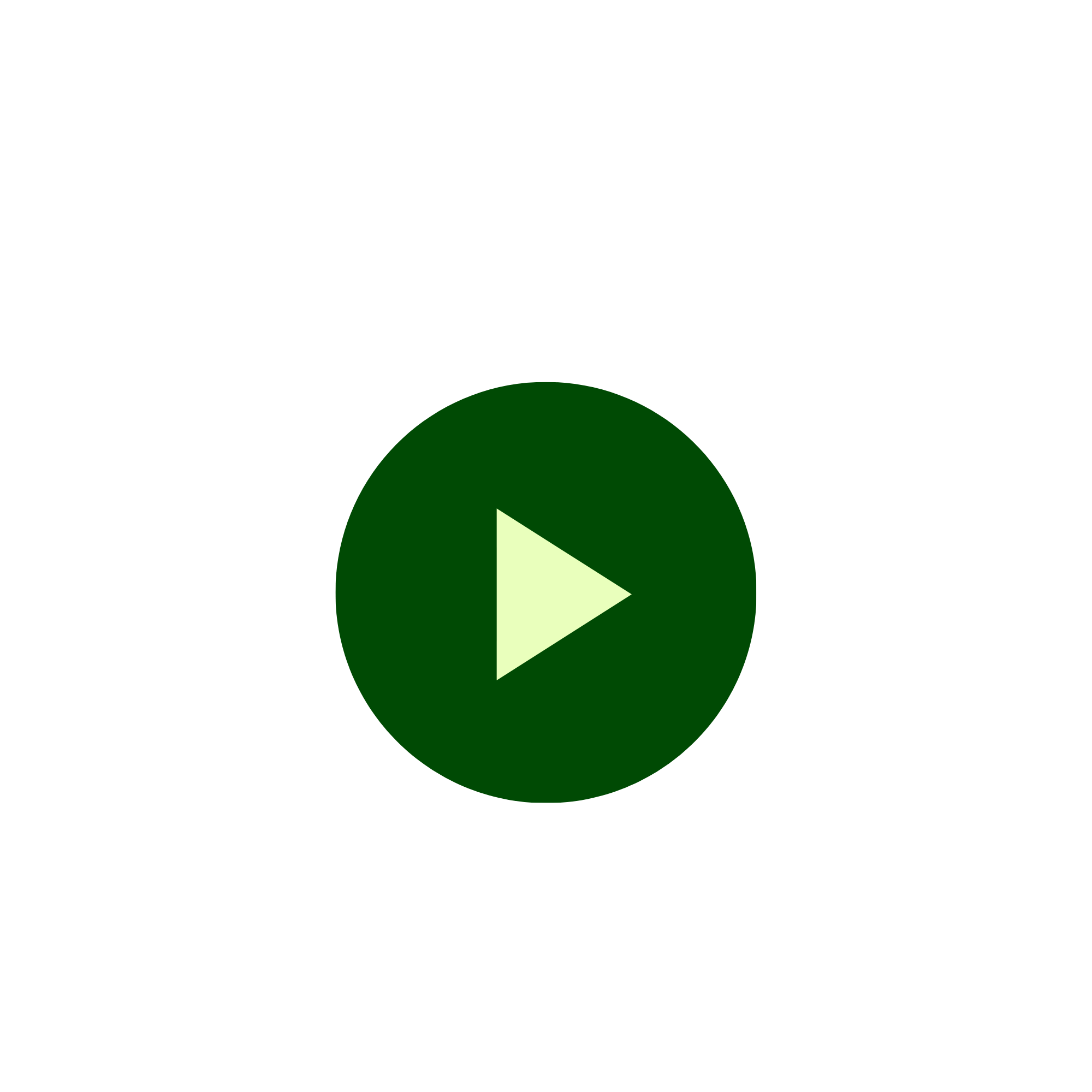 Black background with a large green play button at the bottom with a white triangle in the center, surrounded by black circular border.