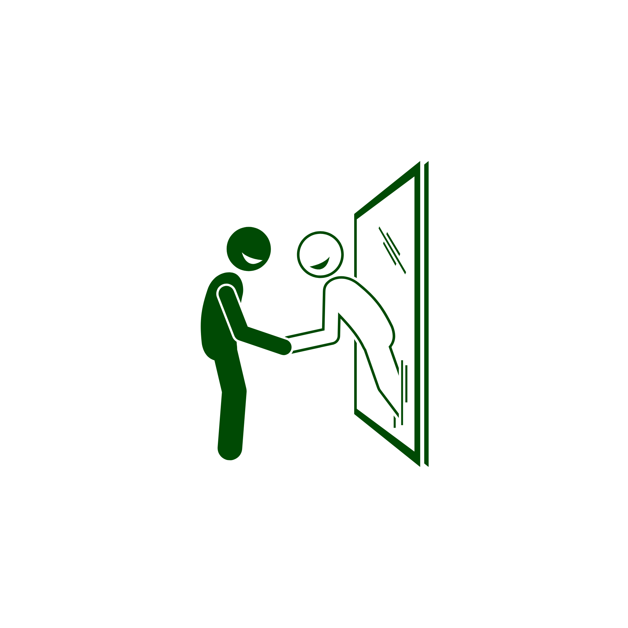 Line drawing of two people standing in front of a mirror, symbolising different version of self