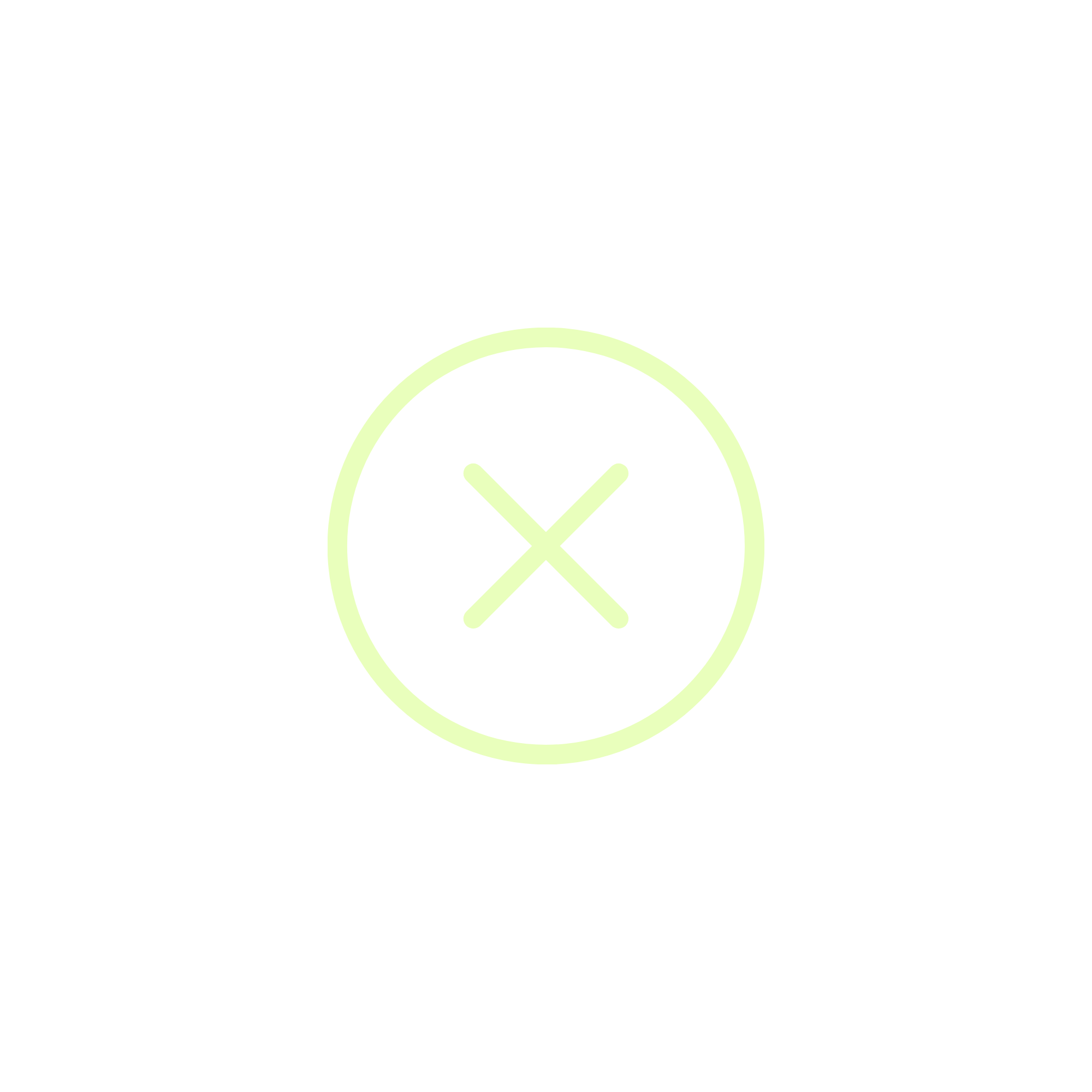 An x in a circle icon in light green