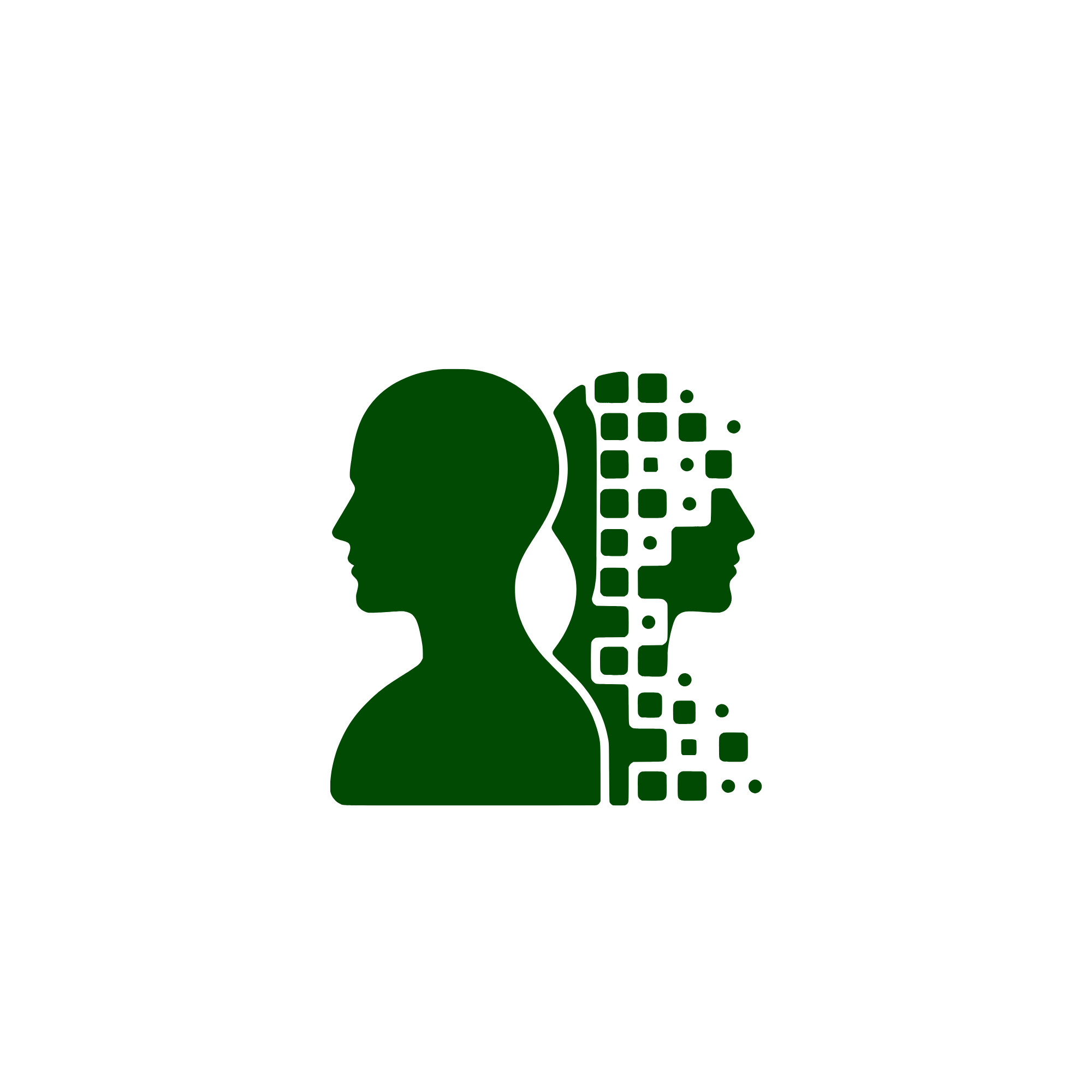 Silhouette of a human head with viewed circuitry and group of microchips, symbolizing change