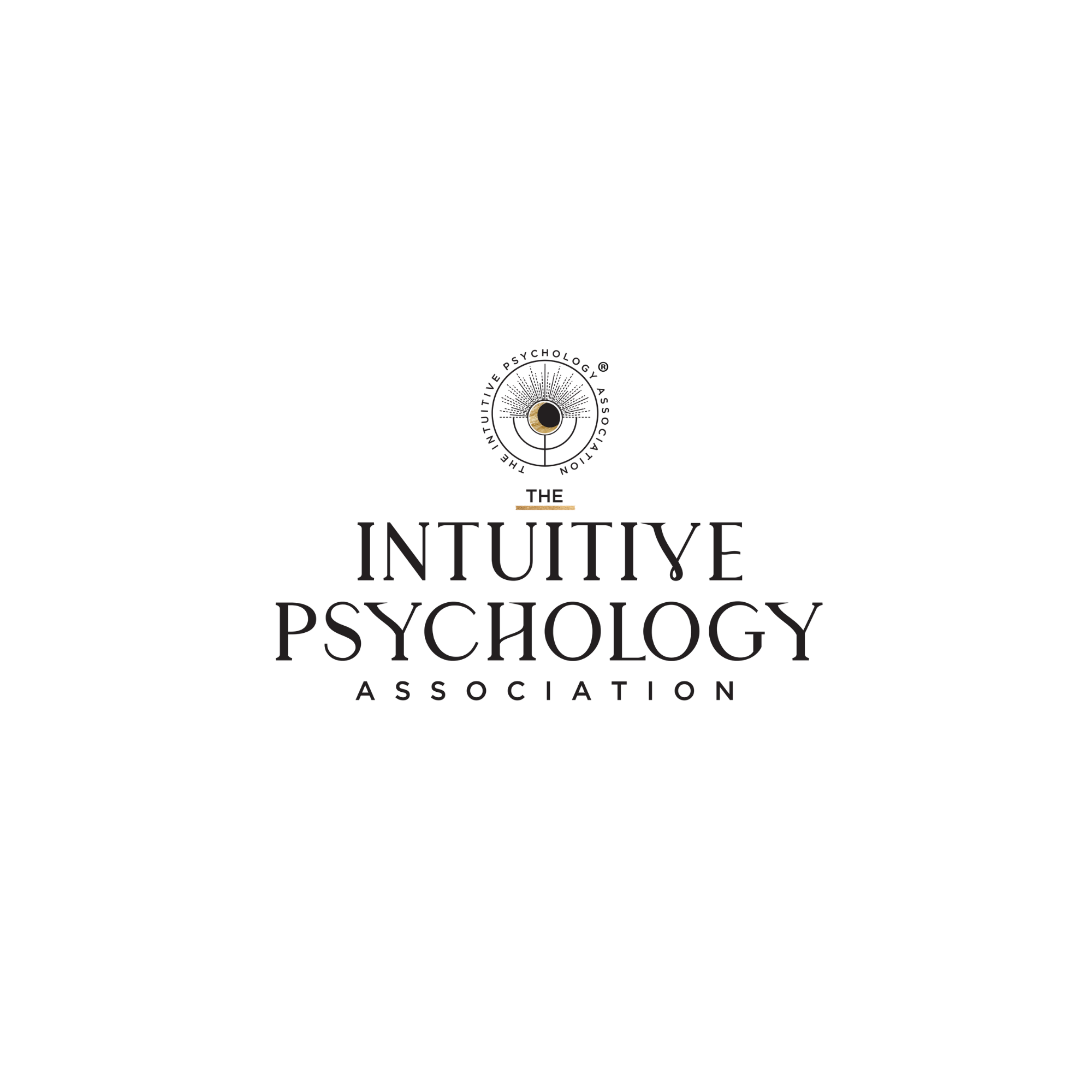 Black background with logo of The Intuitive Psychology Association, featuring a crescent moon and circular design, and text 'The Intuitive Psychology Association'.