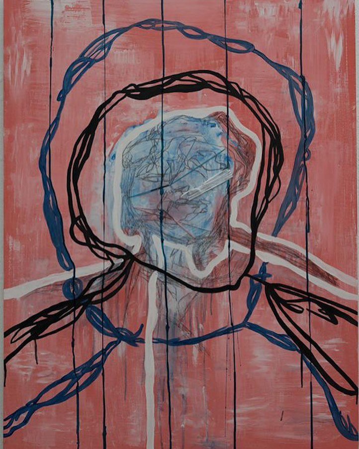 &lsquo;Becoming&rsquo; 2022 Mixed Media on Canvas #queerart #queerartist #studiopractice #becoming #transart #transartist #transcolors #identity #findingmyself