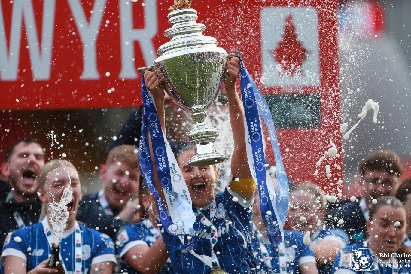 @cardiffcityfcw captain Hannah Power lifts the Bute Energy Cup.

An exciting game and a well fought victory. More pictures coming soon.
DM for bookings