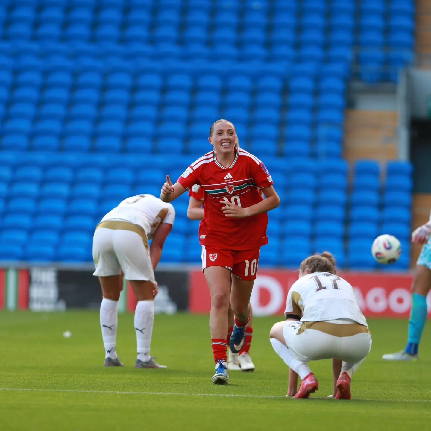 @griffithsmared with an emphatic goal foe @cymru 

The smile shows you just how much it means #faw #football
