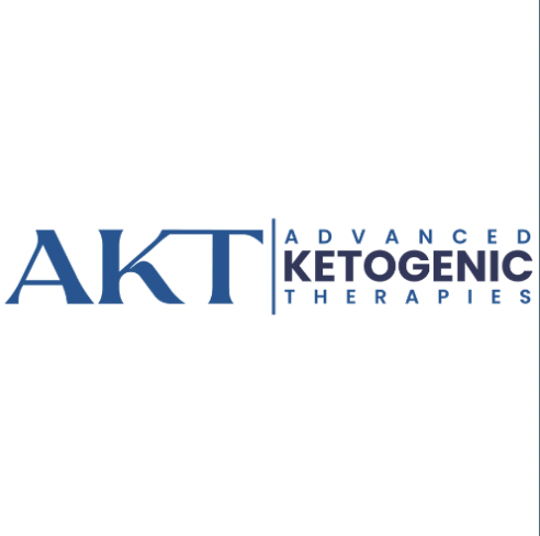 Logo for AKT Advanced Ketogenic Therapies with blue and black text.