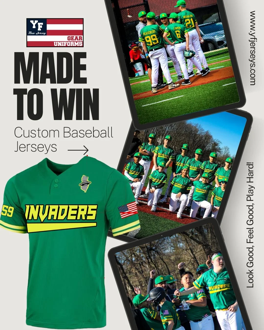Invaders Custom Baseball Uniforms by YF Jerseys