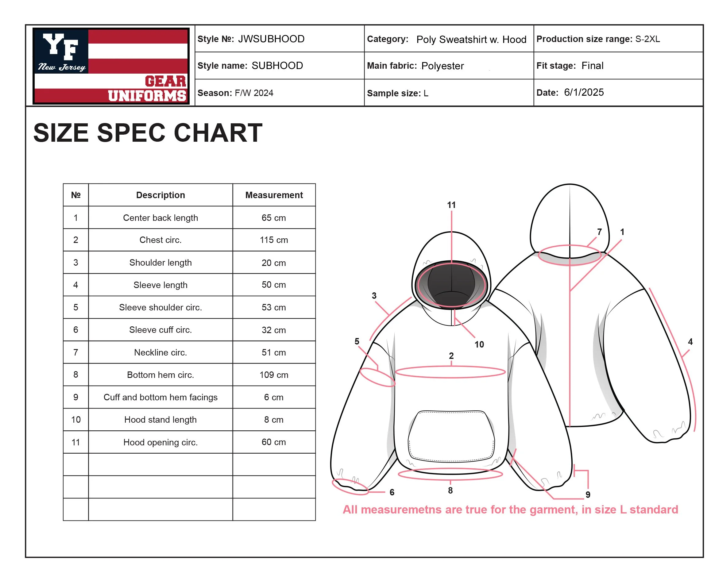 JW Hooded Sweatshirt - Size