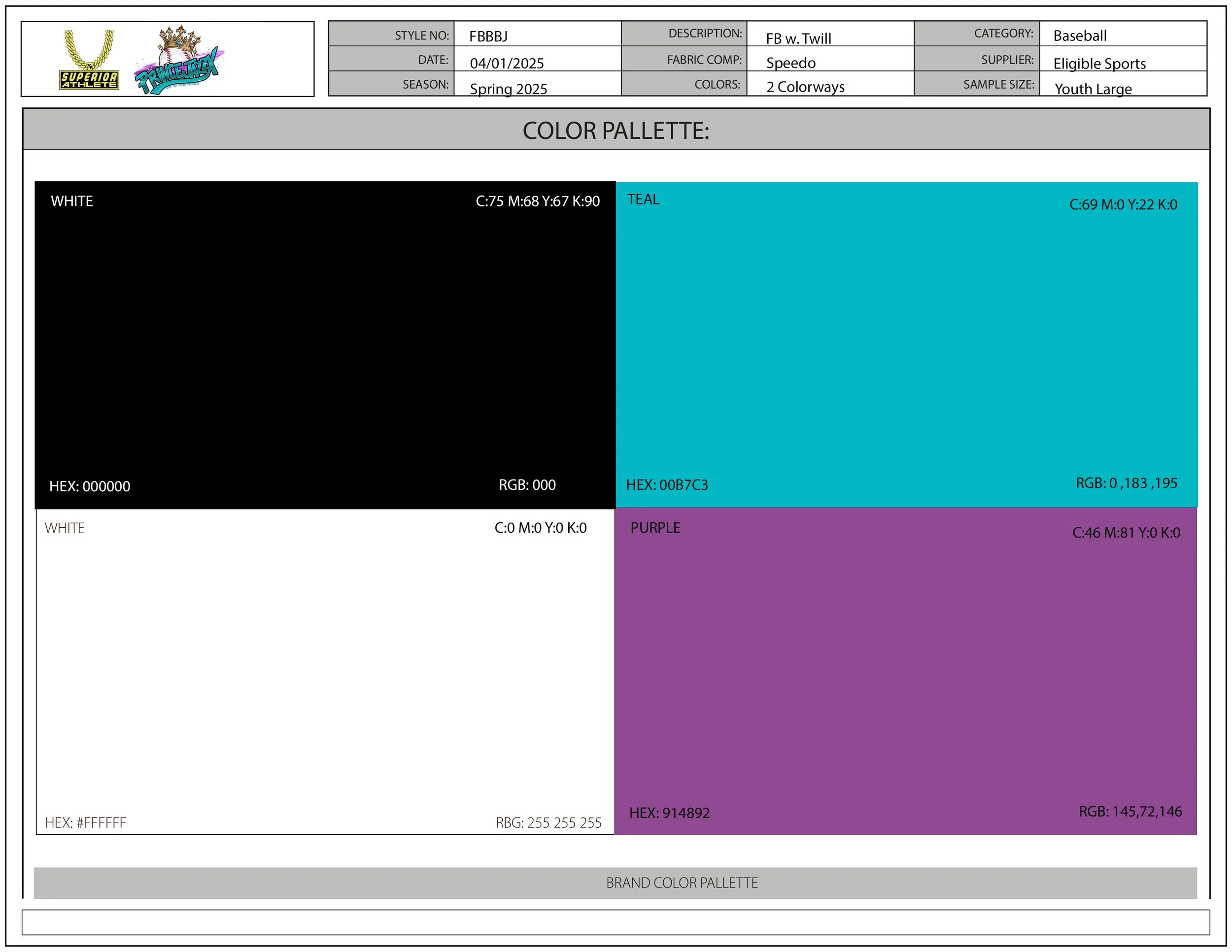 PJX Tech Pack - Color Palette