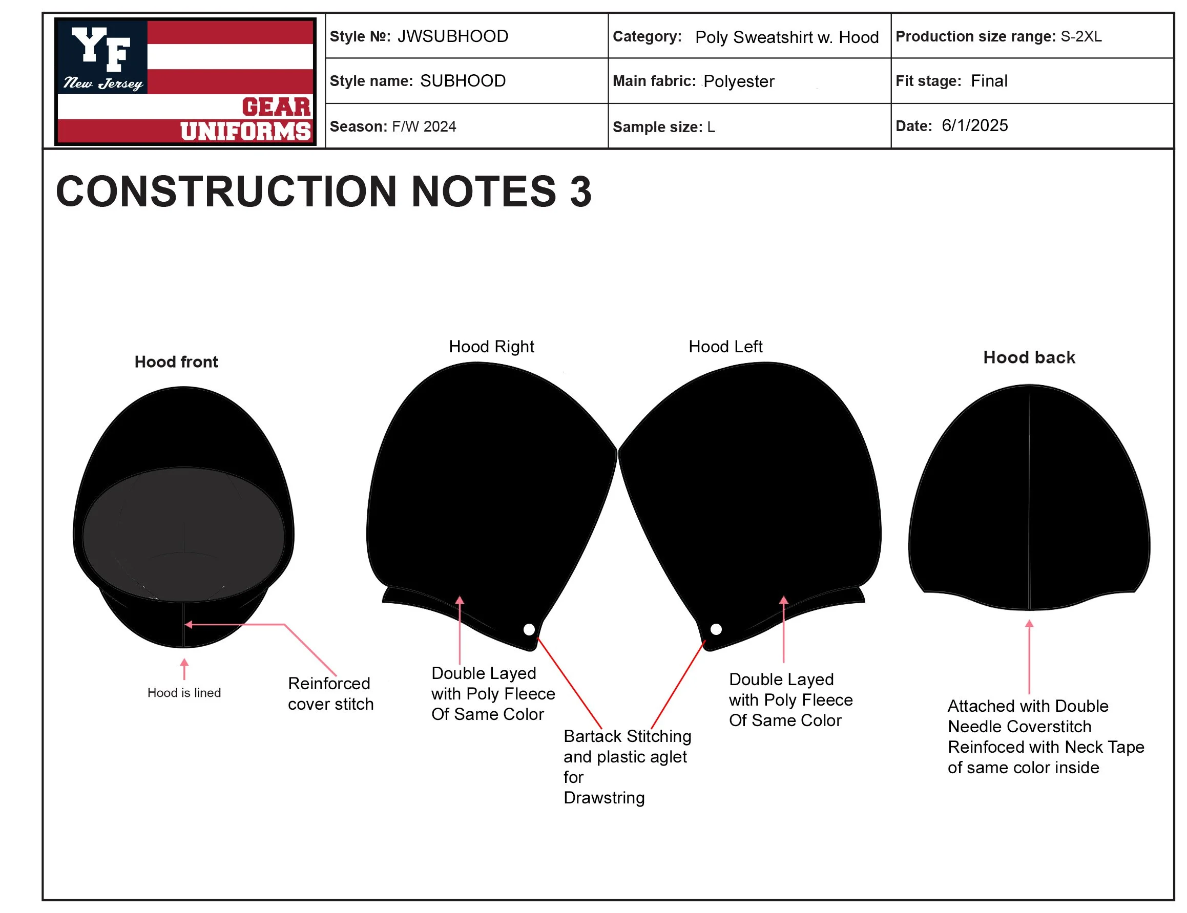 JW Hooded Sweatshirt - Construction 3