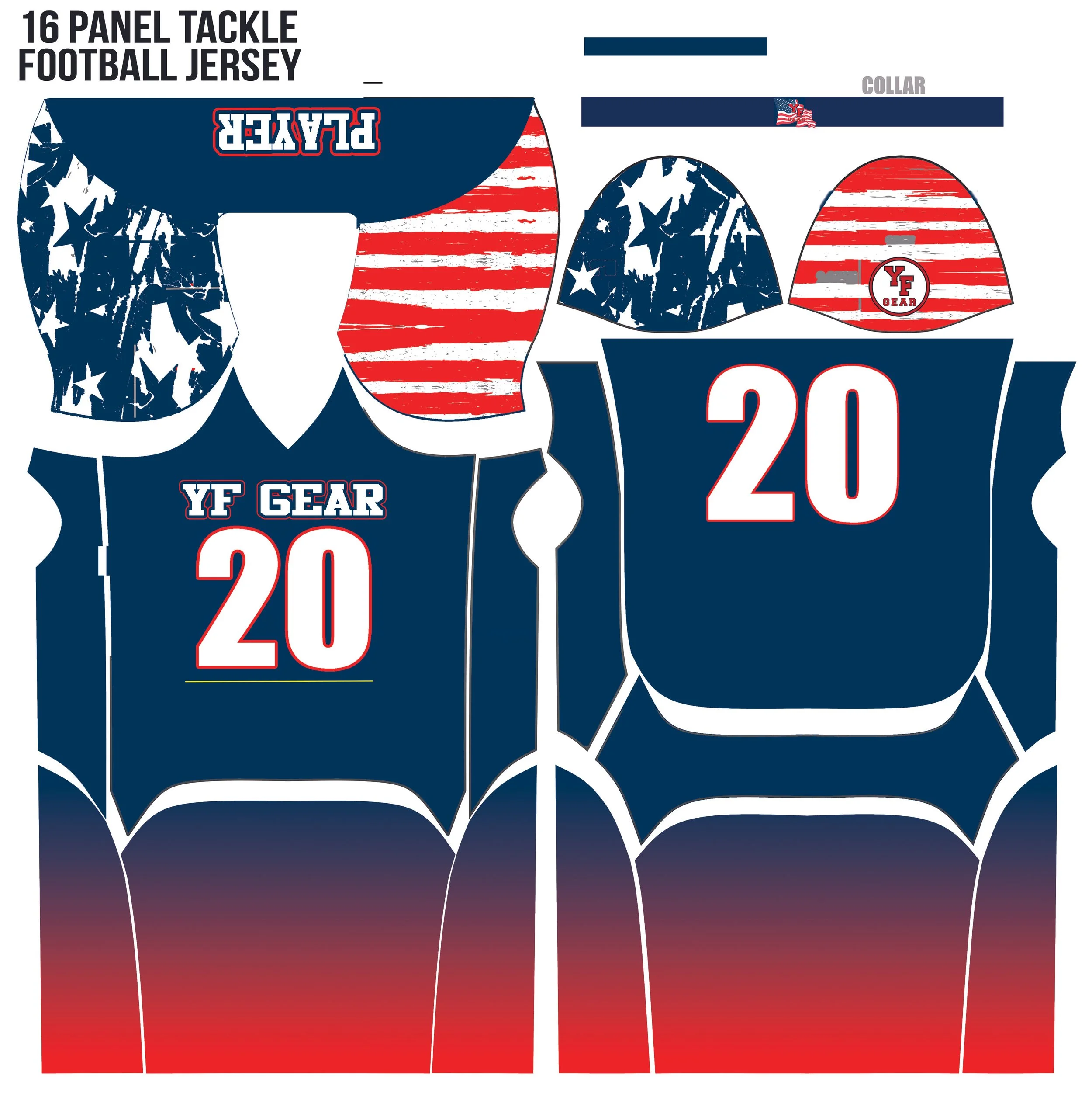 YF Gear College Cut Football Jersey CAD