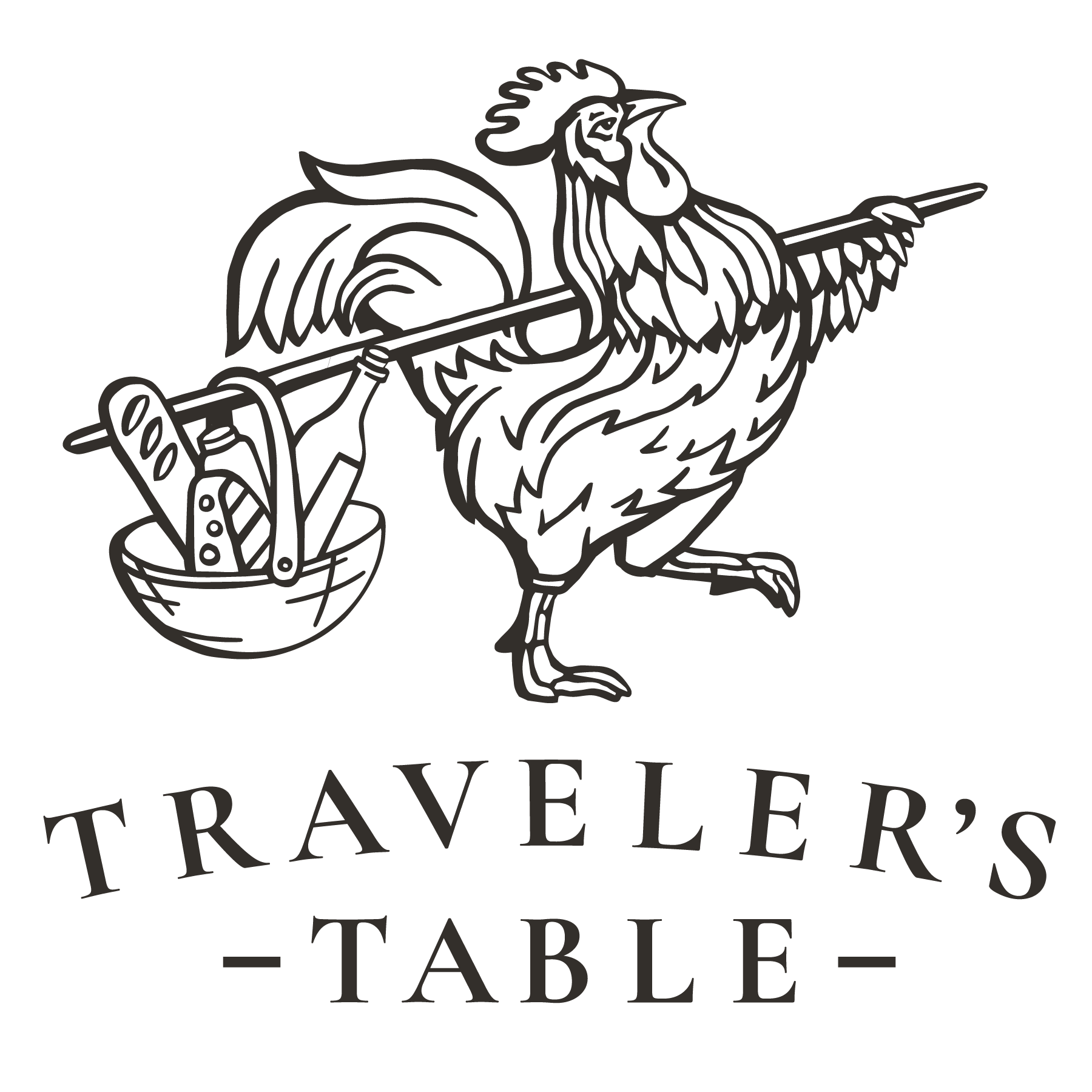 Traveler’s Table logo featuring the traveling rooster.