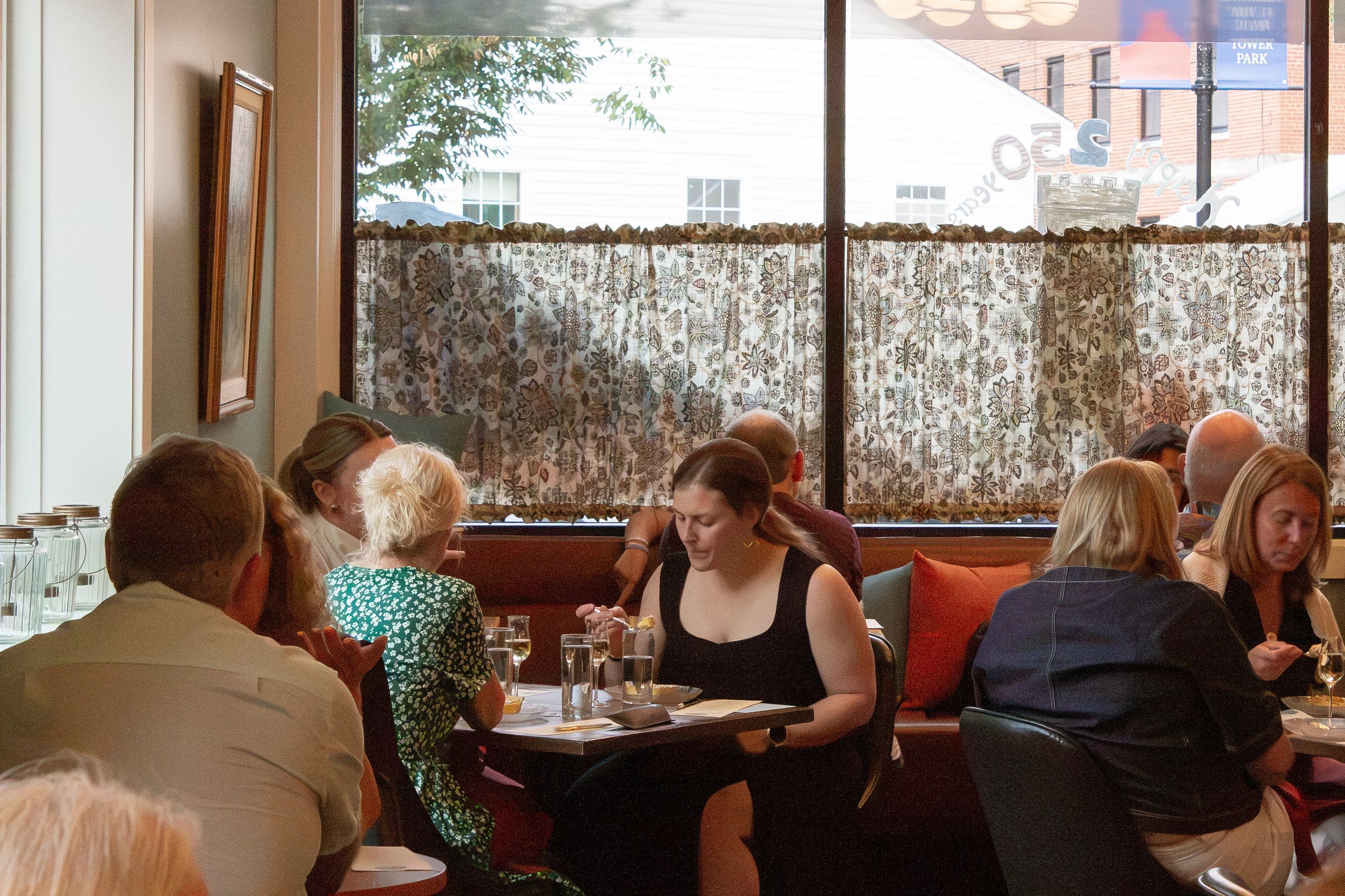 Guests enjoying dinner in the dining room.