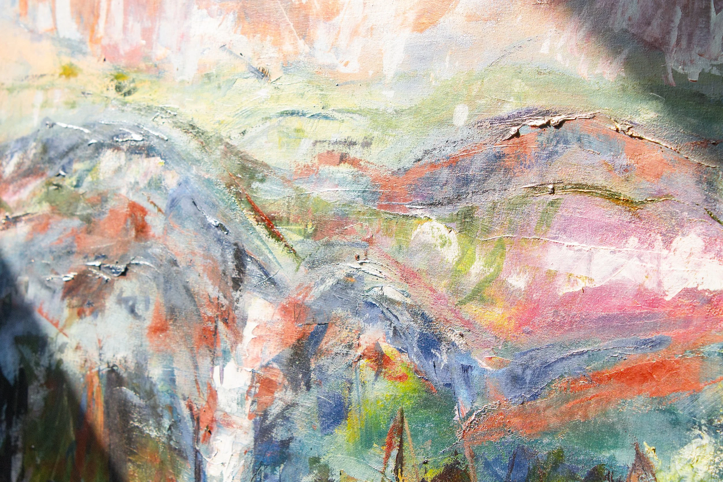 Colorful abstract artwork displayed at Traveler’s Table.