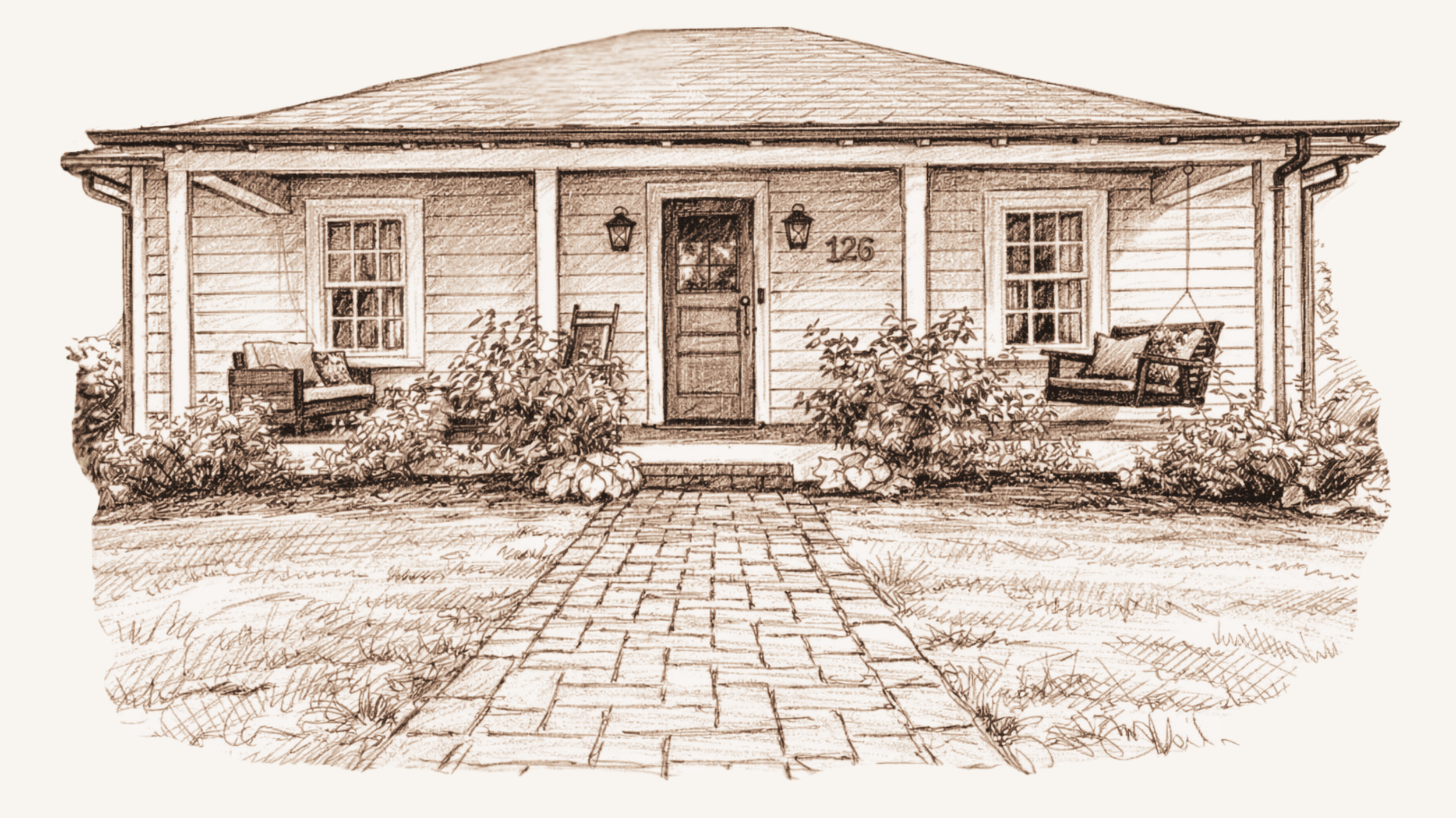 Pencil sketch of Full Tilt Headquarters