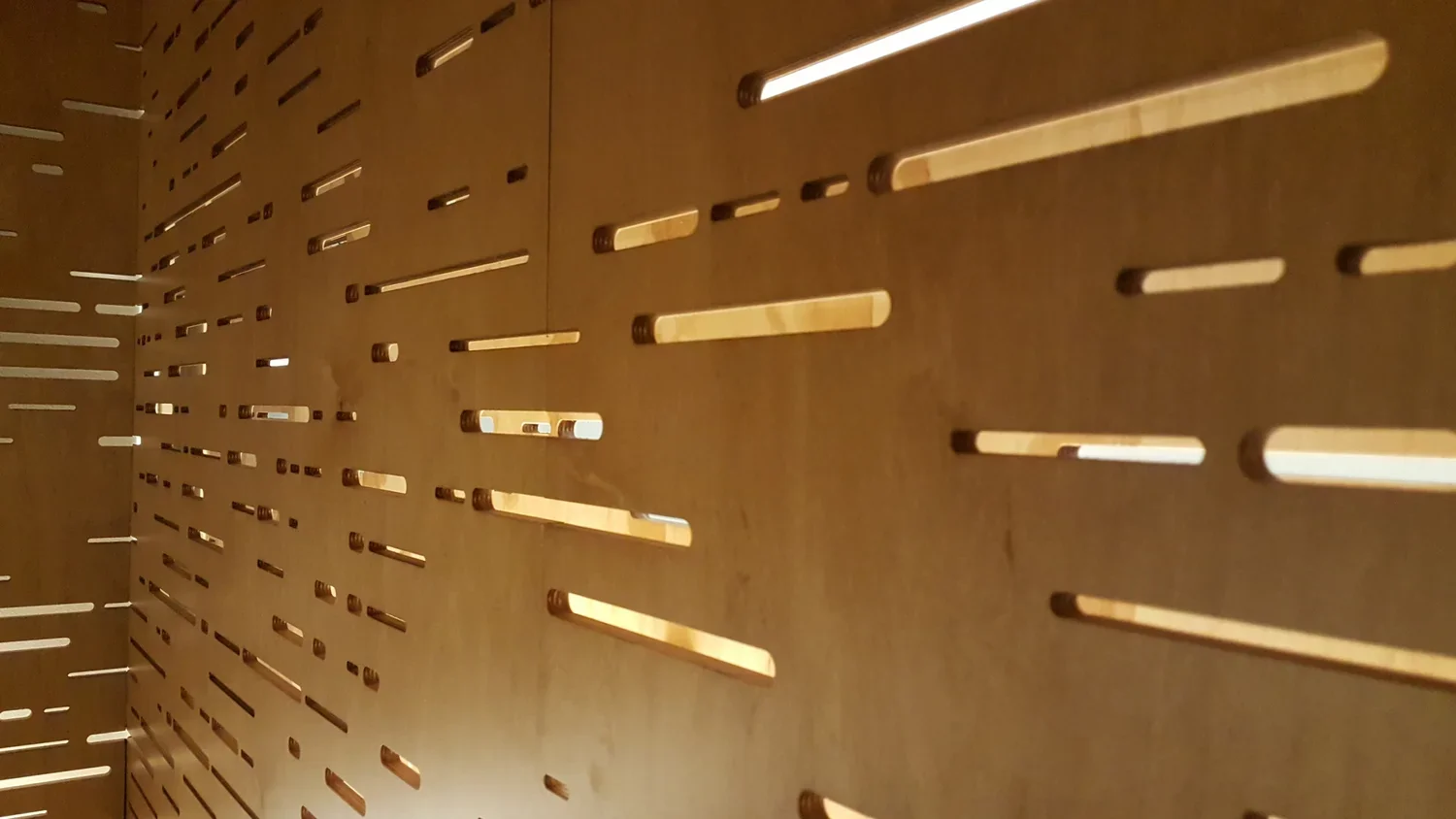 Close-up of the wall cut-outs.